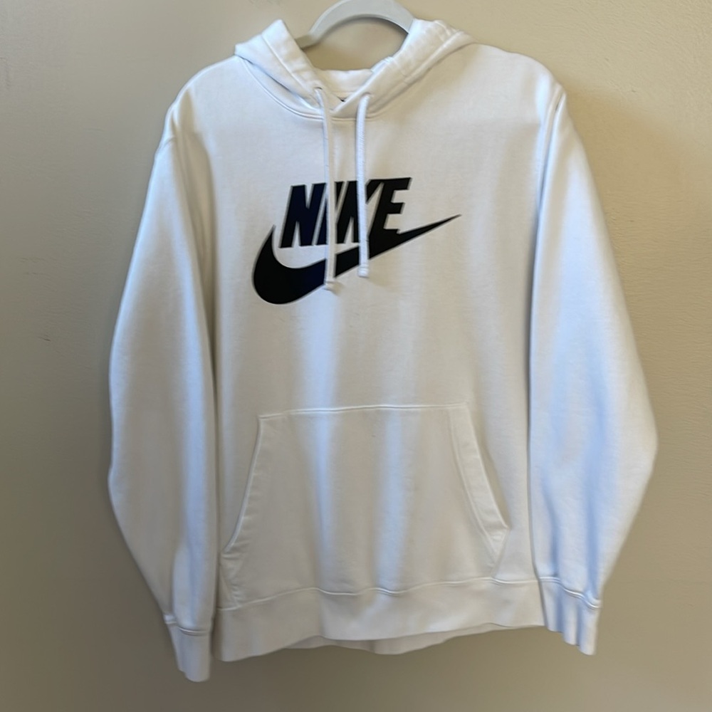 Nike, Men’s Long Sleeve Hooded Fleece Sweatshirt, White, Sz L